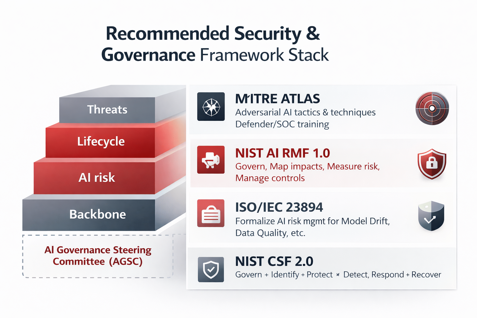 Recommended Security & Governance Framework Stack infographic