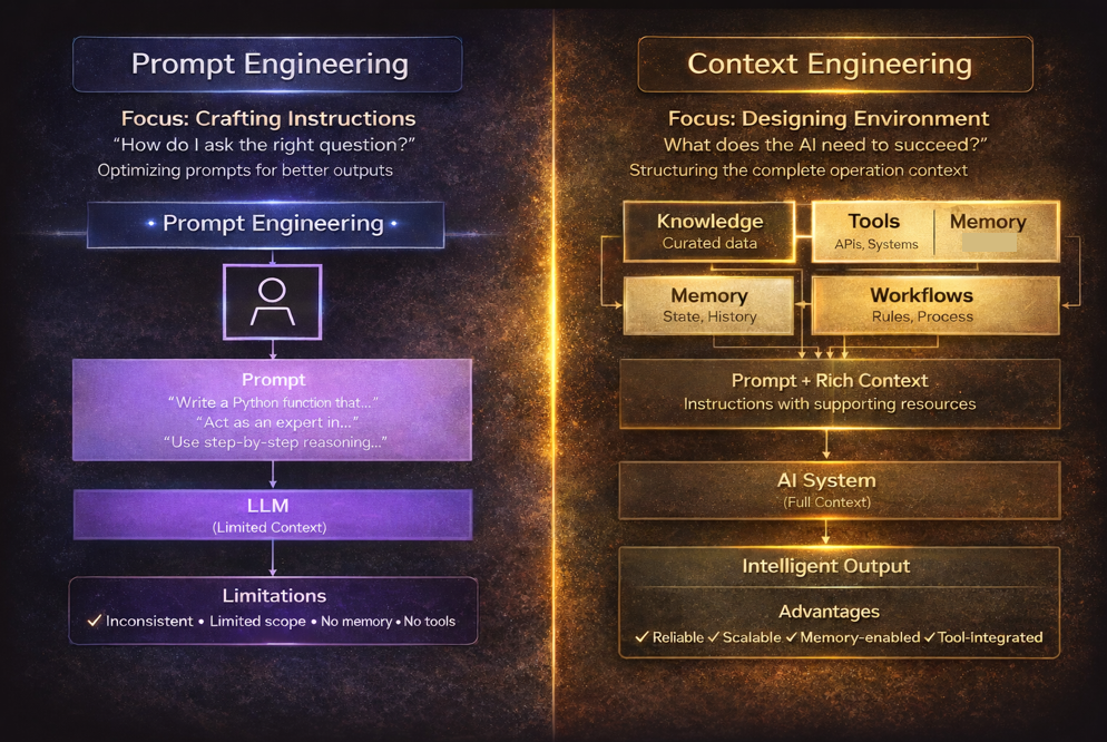 Diagram comparing RAG versus broader context engineering