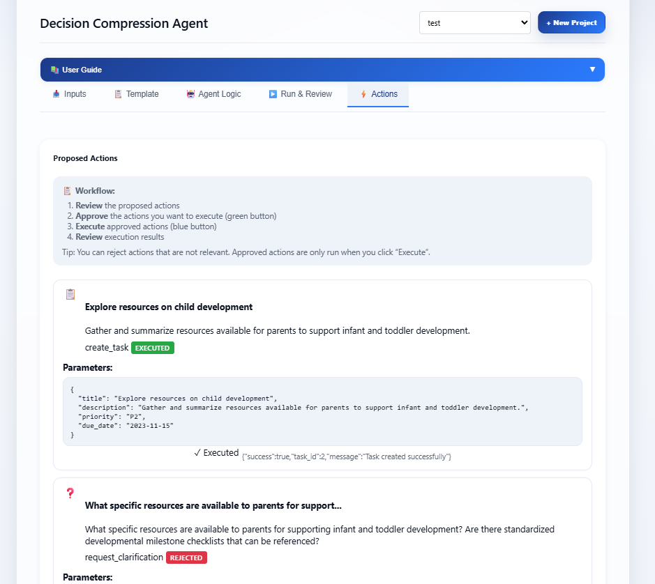 Agent that orders chaotic information and generates actions